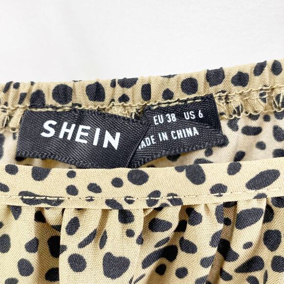 SHEIN Brown Leopard Spotted Tie Shoulder Mini Dress - Picture 3 of 11